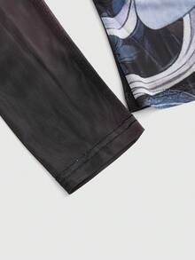 ROMWE Avant Vintage Chinese Style Buddha Print Tight Fit Women Long Sleeve T-Shirt - Multicolor - View 4