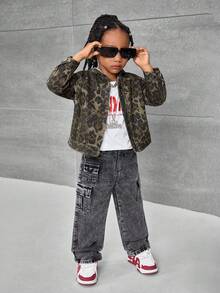 Chaqueta con capucha de jean con estampado de leopardo para niño - Multicolor - Ver 4