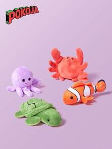 1pc Funny Ocean Series Animal Finger Puppet Plush Doll, Mini Shark, Orca, Turtle, Crab, Octopus, Clownfish Finger Puppets, Parent-Child Interactive Doll, Children's Birthday Gift - Multicolor - View 3