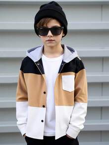 Tween Jungen Lässig Farbblock Patchwork Hoodie Shirt mit Taschen, geeignet für Herbst, Frühling, Winter, Outdoor-Spiel, Schule, Straße, Party und Zuhause Entspannung, hohe Preis-Leistung, Tween Jungen Jacken, Hoodies für Jungen, Jungen Kapuzenjacken, Teenager Hoodies Jungen, Jungen Hoodies, Tween Jungen Cord Jacke Herbst - Khaki - Übersicht 8