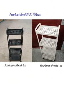 Carrito de almacenamiento multifuncional con ruedas giratorias - Un dispositivo de almacenamiento multifuncional adecuado para cocinas, salas de estar y dormitorios - Puede almacenar libros, bocadillos, etc. - Estructura de plástico resistente, carrito multifuncional, estantes verticales - Multicolor - Ver 3