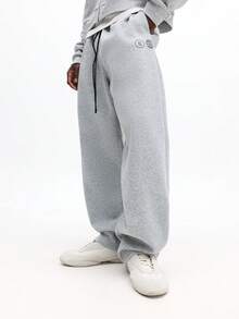 SUMWON Pantalones de chándal rectos con cintura con cordón, ropa de estar por casa informal, pantalones tipo jogger con bolsillos laterales lisos - Gris Claro - Ver 4