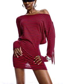 LYSMO Robe mini femme à rayures color-block