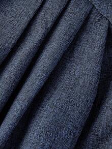 SHEIN MOD 圆领无袖撞色滚边蝴蝶结装饰腰部喇叭下摆藏蓝色连衣裙 - 藏蓝色 - 查看 4