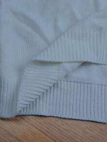 Elenzga Pearl Embellished Off-Shoulder Sweater, Combining Softness And Elegance - Blue - View 6