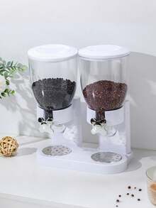 [Solución de almacenamiento de cocina] Dispensador de cereals para el desayuno de doble cubo creativo, recipiente de almacenamiento de avena, caja de conservación a prueba de humedad Blanco - Blanco - Ver 9