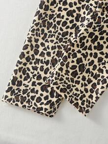SHEIN 2-5Y Baby GirlCute Girl Print Apricot Casual Long Sleeve Sweatshirt + Fashionable Leopard Wide Leg Pants 2pcs Set, Autumn/Winter - Multicolor - View 7
