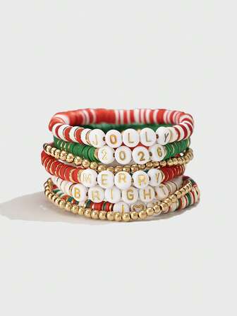 Kawaii 5 pezzi Set di braccialetti con pendente a fragola in cristallo e perline, dolce e carino per le donne, ottimo regalo per amici, San Valentino, mamma, festa della mamma