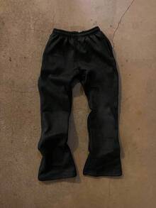 Manfinity Dauomo 男士休闲字母印花运动裤，秋冬 - 黑色 - 查看 2