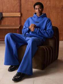 SWAVVY Men's Casual Fitted Hoodie And Drawstring Sweatpants Set - Blue - View 1