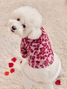 PETSIN 1pc Pet Universal Autumn/Winter Pink Leopard Fluffy Print Stylish Warm Dog Hoodie Sweatshirt - Multicolor - View 4