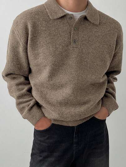 DAZY Herr Casual Enfärgad Stickad Tröja, Mångsidig För Hösten