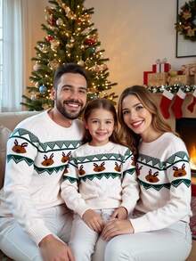 Manfinity RelaxMax Pull décontracté à col rond et manches raglan avec motif géométrique et dessin animé, pour homme. Automne/Hiver