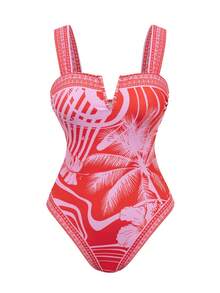 SHEIN Swim Oasis 2件套2025新款女士连体印花泳衣带裙式海滩度假休闲泳装套装夏季 - 彩色 - 查看 6