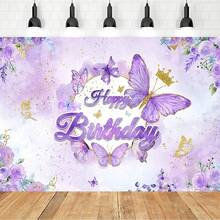 1 Fairy Princess Purple Butterfly With Crown Birthday Background Banner - Celebrations And Parties, Shower Photography Background, Home Decoration, Wall Decoration, Party Background Decoration, Party Decoration/Supplies/Gifts - Multicolor - View 7