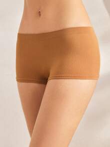 Ocili 5pcs/Pack Seamless Mid-Waist Briefs, Leisure Minimalist Comfortable Underwear