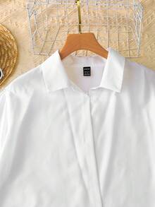 Franclia 女式休闲白衬衫和黑色连体裤两件套 - 深灰色 - 查看 7