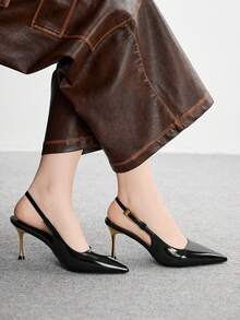 CUCCOO BIZCHIC Women's Fashion Black All-Match Everyday Versatile Sexy Party High Heel Mule Shoes - Black - View 4