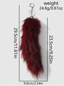 ROMWE 1pc Random Color Y2K Soft Fluffy Ombre Faux Fox/Wolf Tail Keychain, Vintage Grunge Goth Aesthetic, Suitable For Women, Girls, Girlfriends, Daily Wear, Holiday Gift - Multicolor - View 11