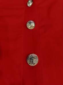 Franclia Áo len cardigan dệt kim thêu cổ polo tay ngắn cỡ lớn dành cho nữ - Đỏ - Xem 4