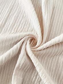 SHEIN 孕妇纯色圆领长袖腰系带休闲连衣裙 - 杏色 - 查看 8