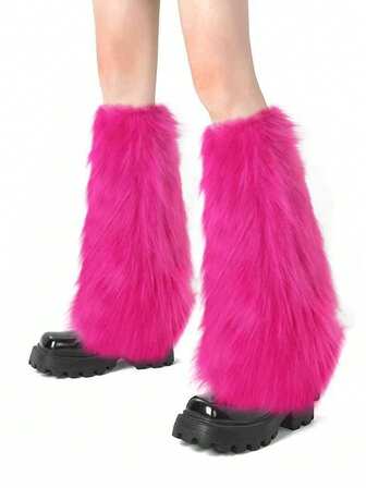 Kawaii 1 par de calentadores de piernas con diseño lindo de ciervos, calentadores de piernas gruesos y grandes con pompones esponjosos estilo Y2K, ajuste elegante, adecuados para uso diario, otoño/invierno, vacaciones y fiestas