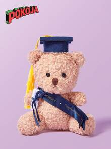 Black Plush Stuffed Teddy Bear Doll Mini Graduation Bear With Graduation Cap Doll Class 2025 Graduation Stuffed Bear Loose Graduation Bear Cap And Congratulatory Belt Are Favorite Decorations For Graduation Gift,Graduation,Plushies,Kids Toys - Multicolor - View 4