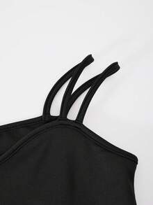 Bộ 2 khăn choàng lưới cổ lọ + váy dây mảnh cho bé gái, trang phục thường ngày mùa hè - màu đen - Xem 6