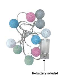 彩色棉珠串燈 1.5m/10LED，適用於居家、房間、節日、情人節、母親節、婚禮、攝影棚照明、背景裝飾，可調光，插電供電，裝飾用途，不含電池 - 彩色 - 查看 9