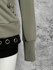 StreetHx Jaqueta com capuz e tachas feminina Streetwear Slim Fit, outono