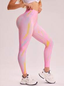 SHEIN Sovereign Charm Farbenfrohe Dopamin-Muster undurchsichtige Leggings, sexy Po-hebende Yogahosen für Frauen