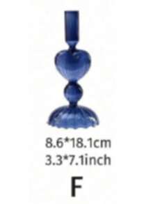 1 件欧式简约水晶玻璃烛台，条纹长杆圆球形家居装饰烛台，适用于餐桌和家庭、酒店、婚礼等装饰、房间装饰、礼物 - 彩色 - 查看 15