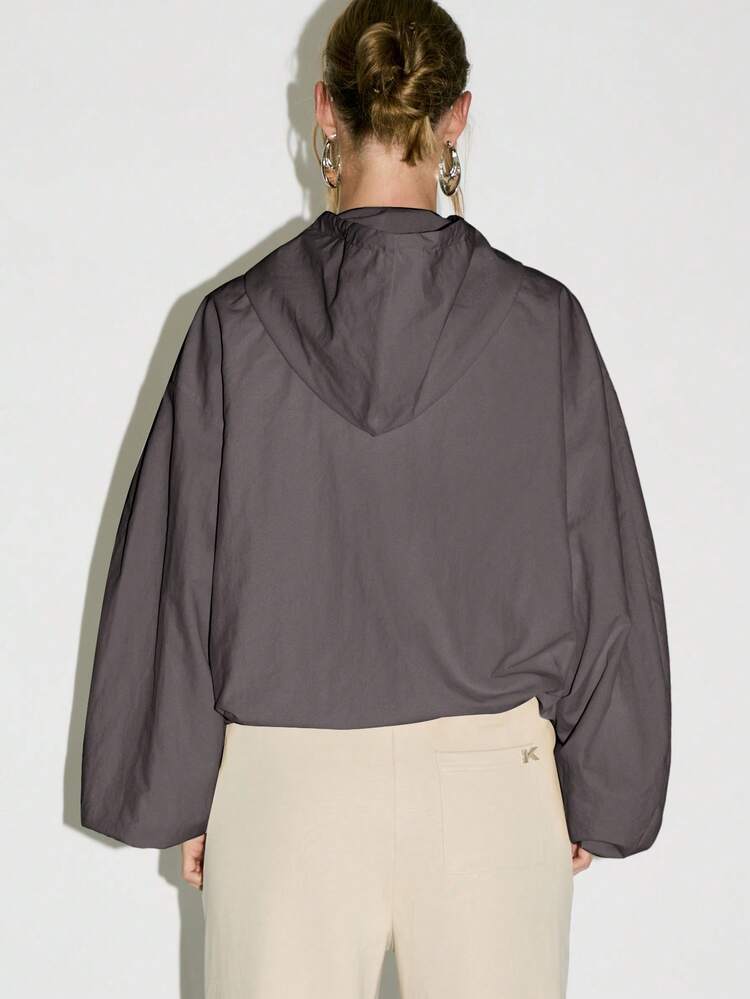 KIZN Oversized Hooded Tech Jacket With Zip