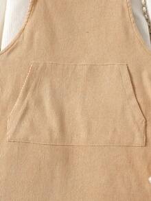 青少年女孩万圣节休闲纯色背带裙 - 卡其色 - 查看 4