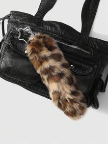 ROMWE Grunge Punk 1 件 Y2K 复古别致可爱高品质棕色仿皮草豹尾设计钥匙扣和包包挂件，适合女性，是日常使用和节日的绝佳礼物