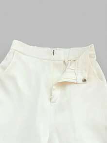 GlowEve 撞色饰边西装外套 + 高腰裤 - 杏色 - 查看 5