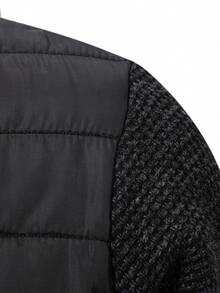 Manfinity Homme 男士保暖内衬拉链抽绳连帽开衫，秋冬季长袖上衣 - 黑色 - 查看 4