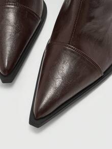 CUCCOO BIZCHIC Pointed-Toe Stiletto Boots | Bronze Buckle Strap Detail | Smooth Leather-Look | Leg-Lengthening Mid-Calf | 2 Pairs, Premium Synthetic - Brown - View 8