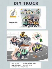 可拆卸工程车玩具 DIY 螺母组装积木套装，带滑道和挖掘功能，适合亲子互动，是圣诞节和生日送给孩子的礼物