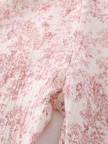 2pcs Baby Girls' Soft Cotton Butterfly & Bear Print Layered Tulle Trim Long Sleeve Top And Pants Pajama Set, Beige - Red - View 6