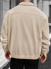 Manfinity Homme 男士时尚休闲单排扣长袖大衣，秋季/冬季 - 杏色 - 查看 2