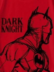 BATMAN X SHEIN Men's Casual Letter & Figure Graphic Round Neck Short Sleeve T-Shirt, Summer - White - View 5