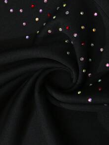 ROMWE MEN Street Life 男士休闲时尚街头水钻抽绳腰部宽松阔腿运动裤 - 黑色 - 查看 3