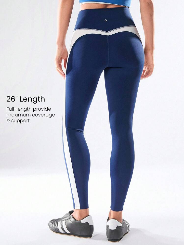 26インチ パワースカルプト™ ウィンターシャイン ストレッチ通気性 高圧縮 速乾 カラーブロック レギンス トレーニング ランニング アウトドア デイリーアクティブウェア