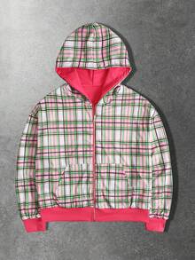 ROMWE MEN Street Life Men's Plaid Reversible Sweatshirt, Loose Fit, Long Sleeve Top - Multicolor - View 1