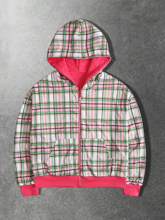 Street Life Sudadera reversible a cuadros para hombre, corte holgado