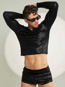 FeverCity Men's Crew Neck Long Sleeve Casual Fitted Short T-Shirt