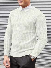 EURMUSE Einfarbiger Jacquard-strickpullover Für Herren Ohne Hemd