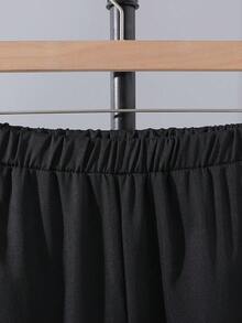 SHEIN 2 件套青少年男孩绅士装 - 白色领长袖衬衫 + 黑色长裤，绅士西装套装，商务优雅，学院风，适合生日派对、日常休闲装、婚礼、婚礼嘉宾、花童、戒指男孩 - 白色 - 查看 5