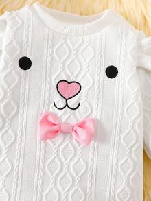 Conjunto de 3 piezas con oso lindo de otoño, conjunto de ropa para bebé recién nacido - Beis - Ver 4